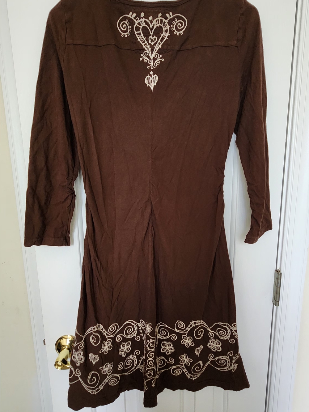 Johnny Was Lots Angeles Brown. Boho Embroidered Scoop-Neck Women’s Dress - Picture 3 of 5